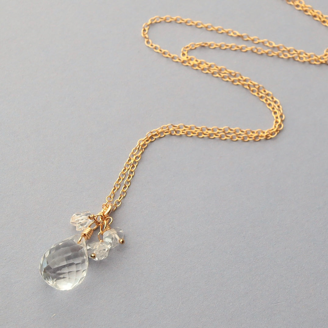 Quartz Drop and Herkimer Diamond Necklace