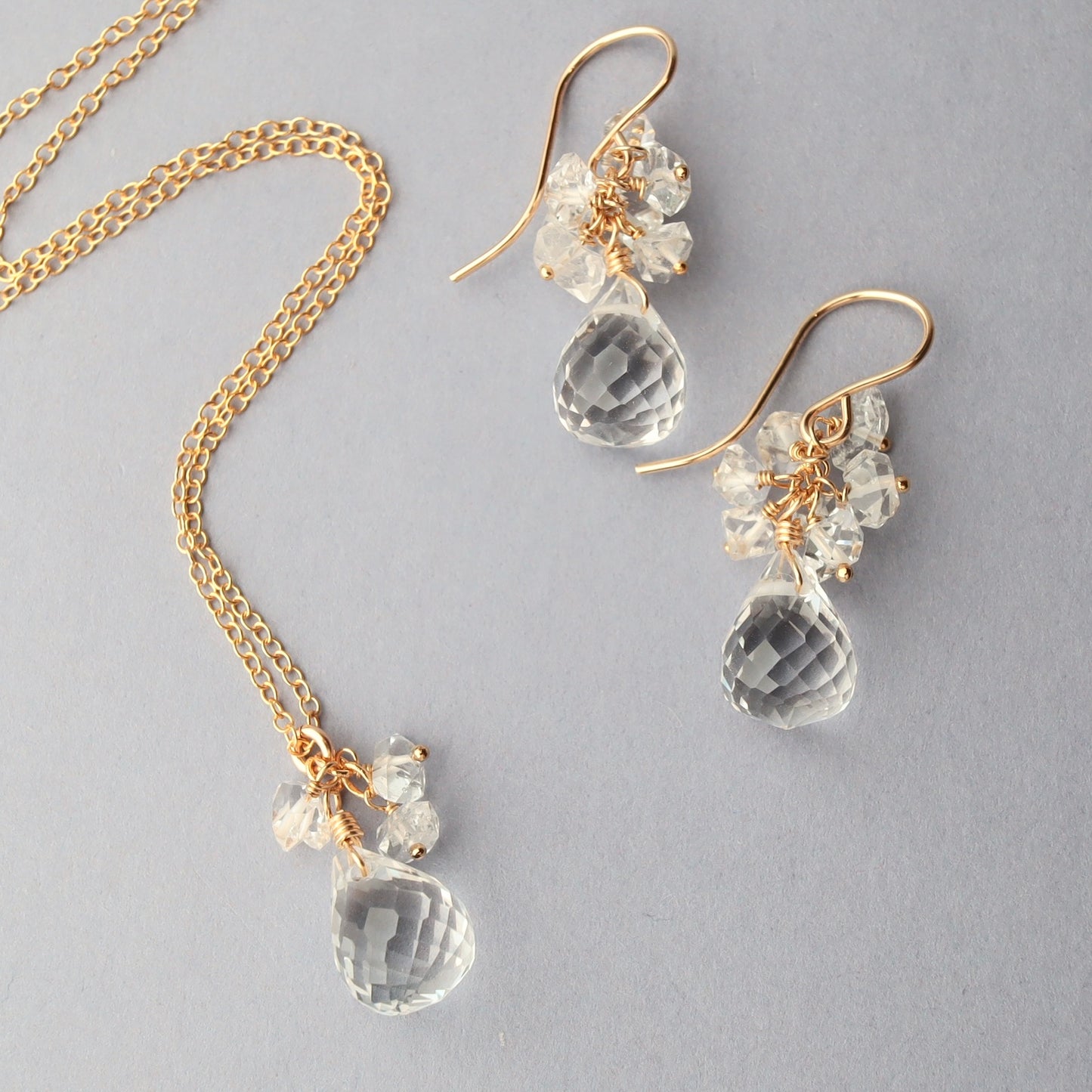 Quartz Drop and Herkimer Diamond Necklace
