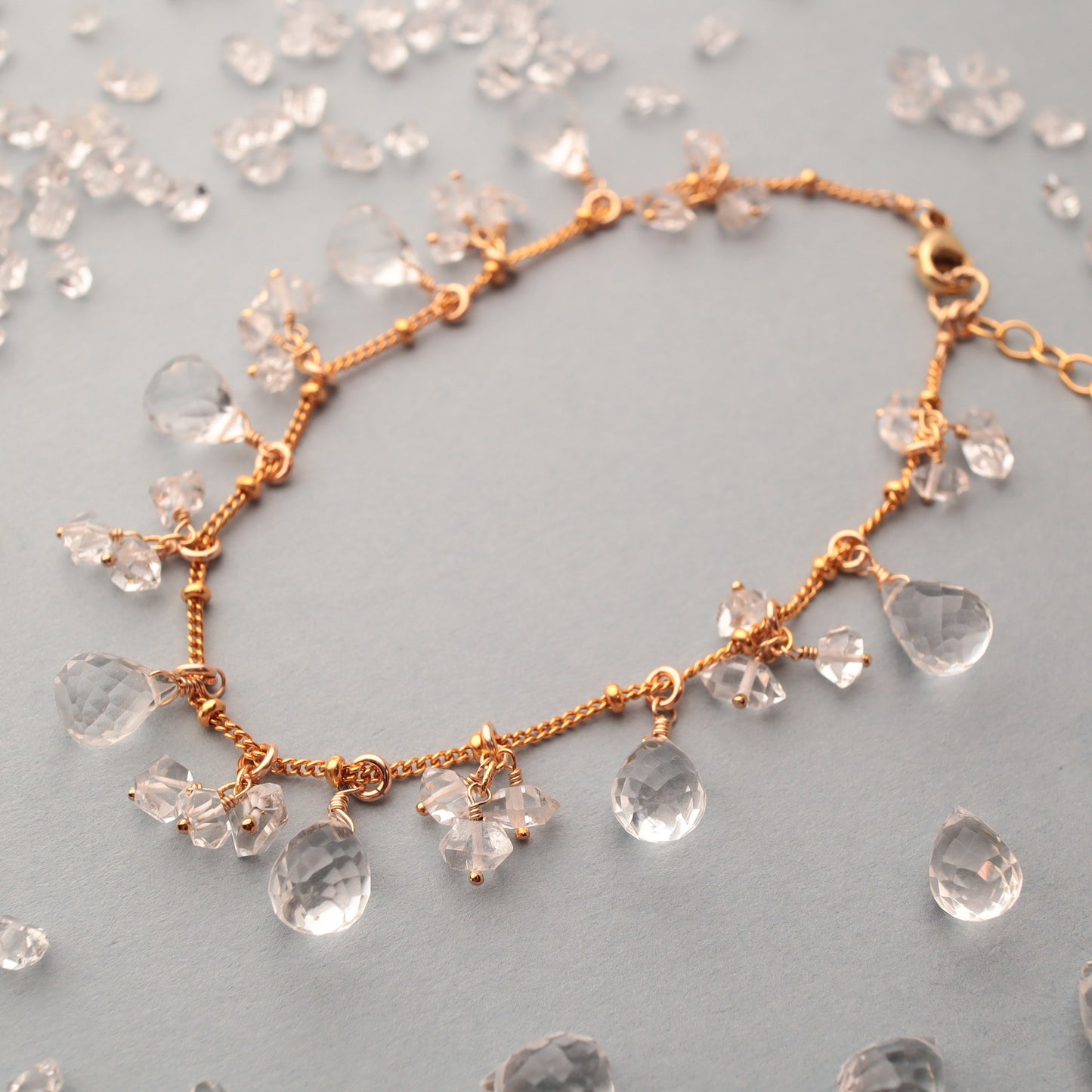 Quartz and Herkimer diamond bracelet