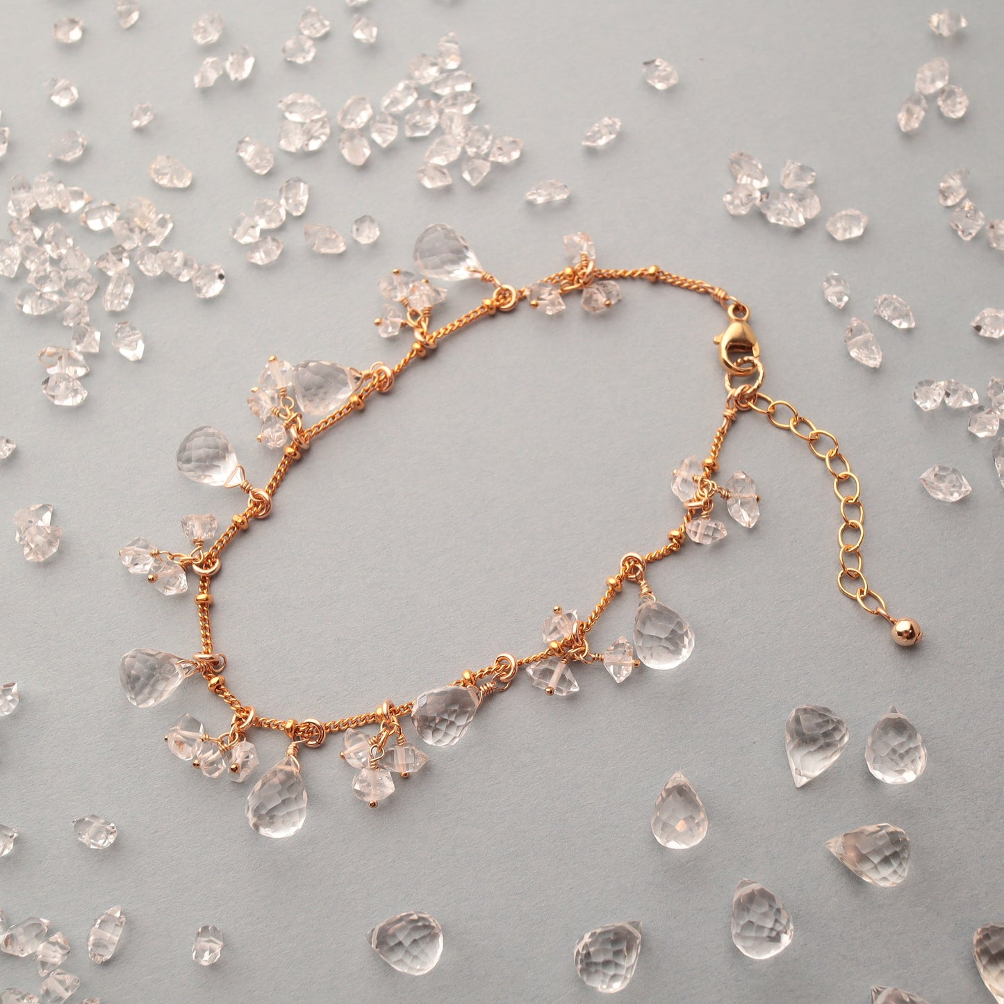 Quartz and Herkimer diamond bracelet