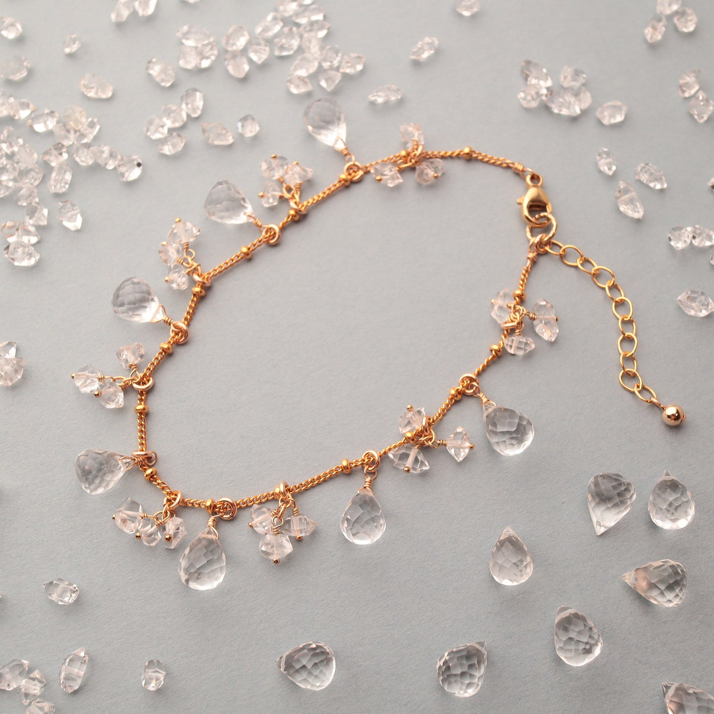 Quartz and Herkimer diamond bracelet
