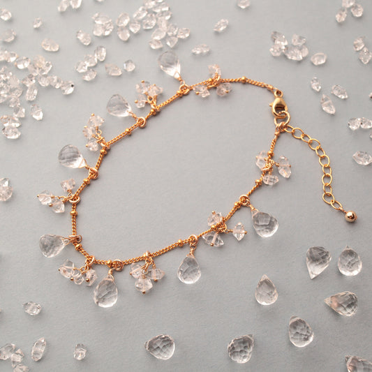 Quartz and Herkimer diamond bracelet