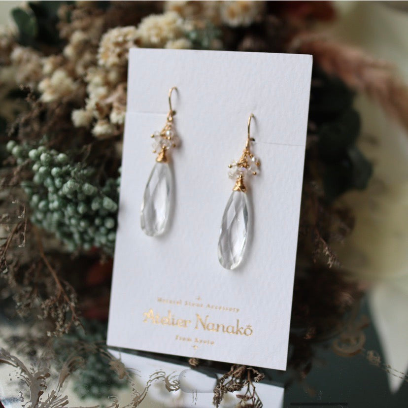 Large quartz and freshwater pearl earrings